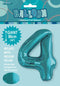 Caribbean Teal "4" Numeral Foil Balloon 86cm (34"